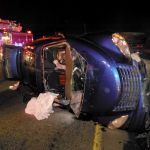 Two people escaped serious injury when their car struck the Jersey barrier on Highway 12 a mile east of Aberdeen and rolled over. The driver was trapped in the vehicle, but Aberdeen firefighters were able to extricate her in about 10 minutes. The highway was closed for about an hour after the 7:30 p.m. Sunday crash. (BATTALION CHIEF TROY PALMER ABERDEEN FIRE DEPARTMENT)