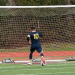 (Brendan Carl | The Daily World) Aberdeen&rsquo;s Miguel Torres shoots the ball into a wide open net after beating the Montesano goalkeeper to complete his hat trick on Saturday.