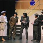 Hope Harcout, played by Keola Holt and her finacee Lord Evelyn Oakleigh, played by Dan Jackson, are questioned by reporters Daryl Johnson, Michael Amendola and Jeff Ryser as the board the ship bound for London. (BOB KIRKPATRICK|THE DAILY WORLD)