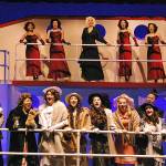 A portion of the cast sings a number from &ldquo;Anything Goes,&rdquo; which opens Friday night for a two-weekend run at the Bishop Center for the Performing Arts. (BOB KIRKPATRICK|THE DAILY WORLD)