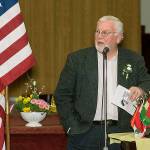 Jerry Schaefer, reigning Hoquiam Lions Club secretary, addresses the crowd. (PAM PELAN PHOTO)