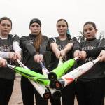 (Brendan Carl | The Daily World) Montesano hitters, left to right, Hannah Quinn, Lindsay Pace, Samantha Stanfield, Annie Cristelli, Allyssa Gustafson and Morgan Kersker, are ready to swing for the fences in 2017. The Bulldogs return all but two starters from a team that finished second at the 1A state tournament in 2016.