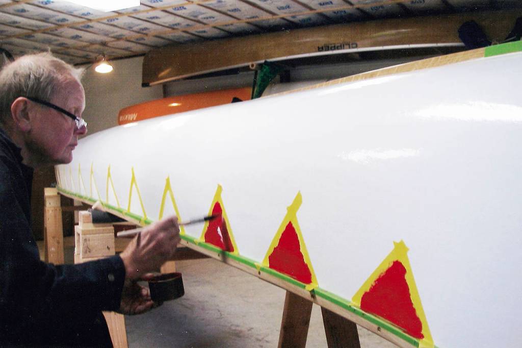 COURTESY PHOTO                                 Vern Heikkila of Westport fully restored the 25-foot canoe, right down to the original paint job, after rediscovering it several years ago.