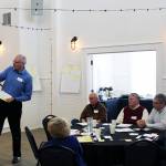 Nortn Coast News: Hoquiam Police Chief Jeff Myers, left, was the moderator March 30 for the all-day retreat at Seabrook for the Ocean Shores City Council.