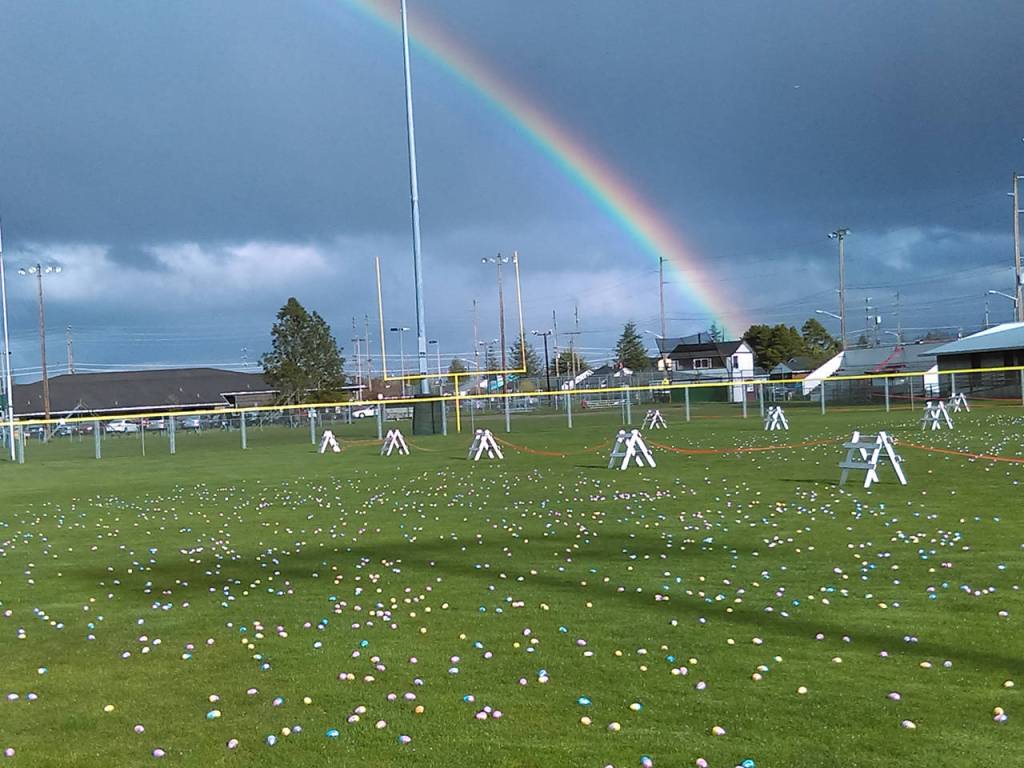Egg hunt under the rainbow