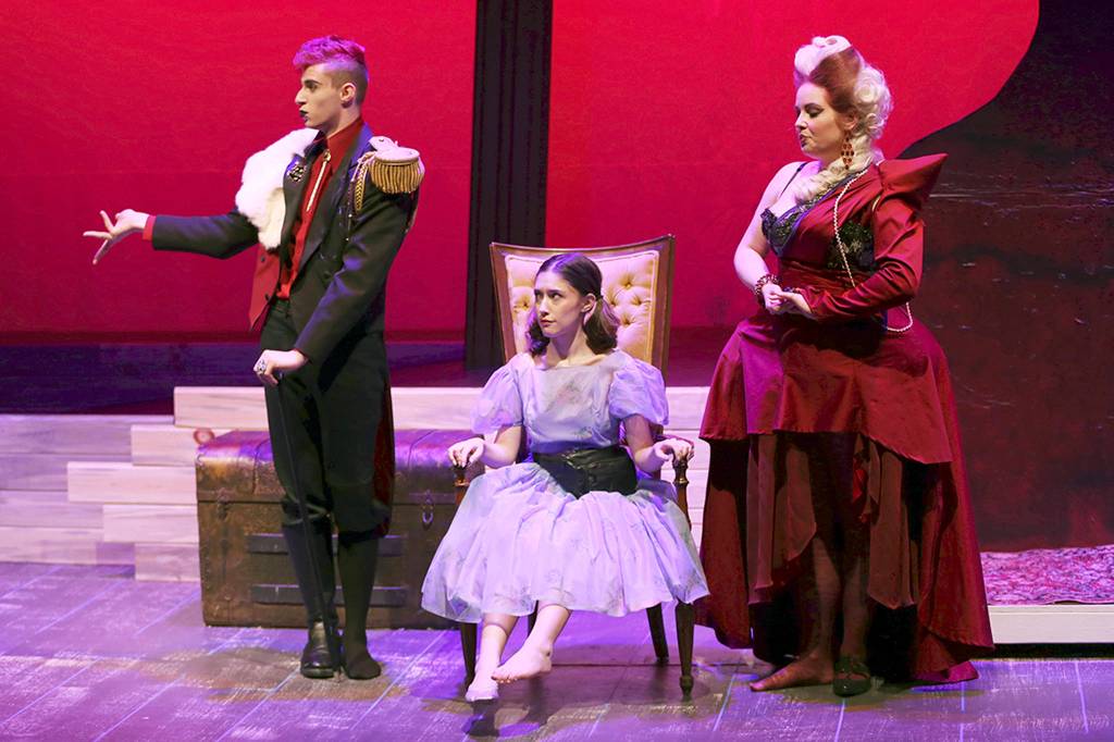 From left: Grotto Good (Casey Bronson), Iris (Chaela Watkins) and Gretta Good (Julayne Fleury) in the Great Room on Great Island. (Courtesy Keith Kruger)