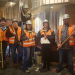 Shoalwater Bay tribal members, left to right, Joel Blake, Kenny Waltman, Mary Downs (on ladder), Jamie Judkins, Colleen Dietl, and Jacob Christensen.