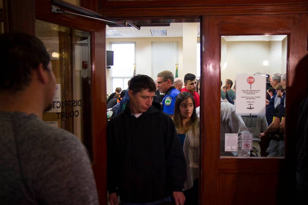 (Corey Morris | The Vidette) A packed Grays Harbor County District Court courtroom clears out following an appearance for the James D. Walker who is accused of running over two people at Donkey Creek Campground over Memorial Day weekend.