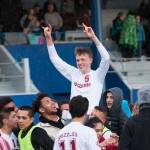 (Brendan Carl | The Daily World) Hoquiam&rsquo;s Parker McCormick is hoisted up by teammates after making the game-winning penalty kick in the Grizzlies shootout victory over Montesano at Stewart Field on Thursday.
