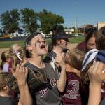 (Brendan Carl | The Daily World) Montesano&rsquo;s Cheyann Bartlett lets out a yell as the Bulldogs celebrate winning the state title on Saturday.