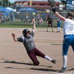 (Brendan Carl | The Daily World) Montesano&rsquo;s Lindsay Pace slides into third base during the state title game on Saturday.