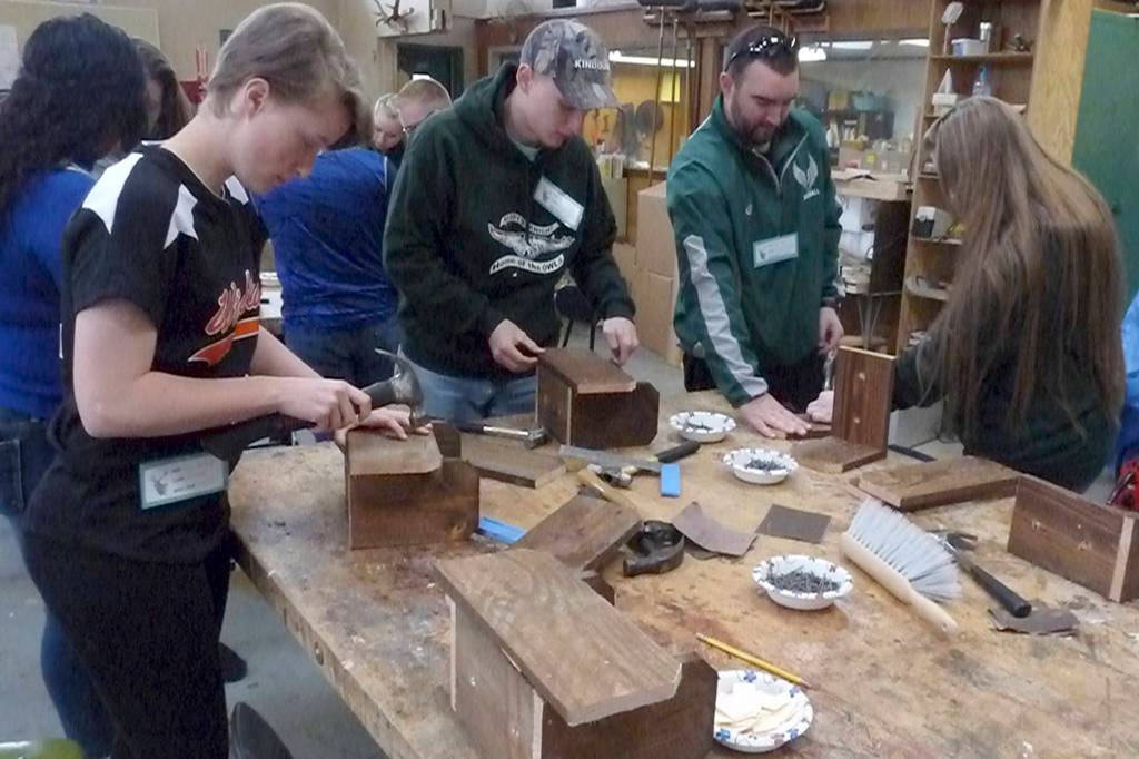 (Courtesy photo)                                Wood shop teacher Vic Garrone led an Interhigh session in which students built flower boxes.