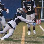 (Brendan Carl | The Daily World) Grays Harbor&rsquo;s Jerry Mansuco keeps his concentration to make an interception on Saturday.