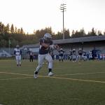 (Brendan Carl | The Daily World) Grays Harbor Bearcats&rsquo; Pedro Gonzalez runs into the end zone after catching a pass against the Cowlitz Cobras on Saturday.