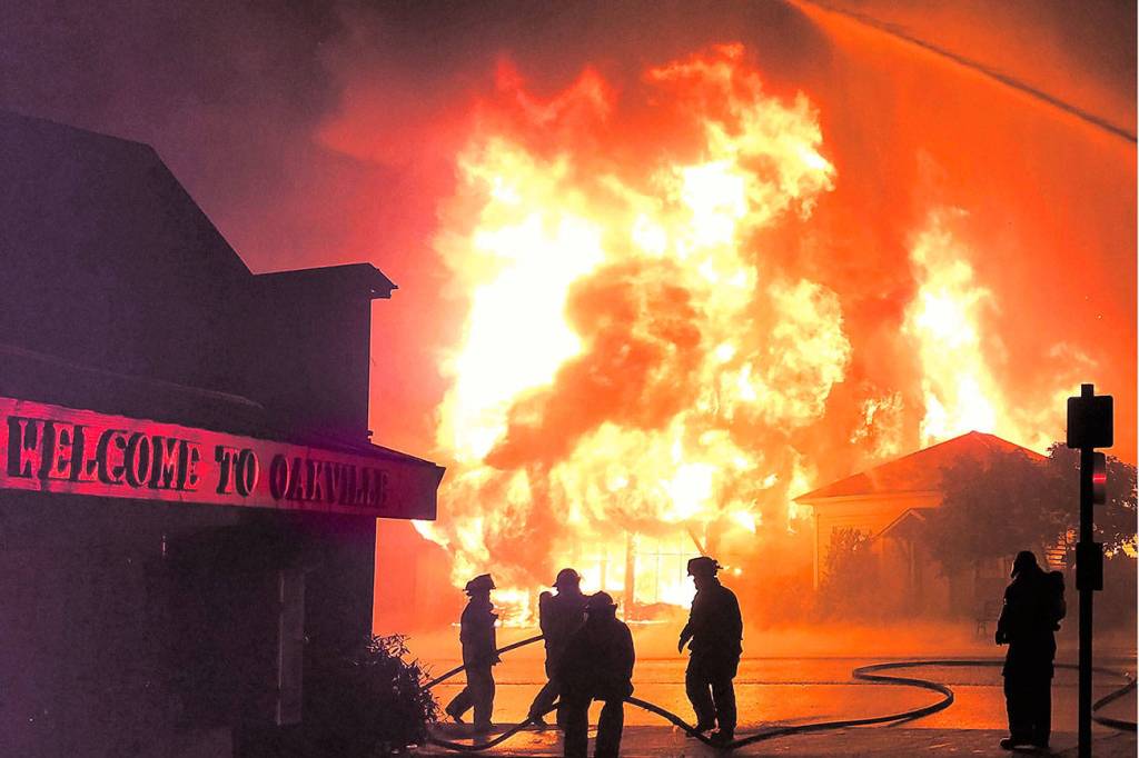 Three buildings destroyed in Oakville blaze; fireworks suspected