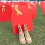 Photo Courtesy of Forefront &mdash; This is part of a display of cardboard headstones at the state capital where Forefront was lobby for legislation supporting suicide prevention. A similar display will be installed at Franklin Field in Aberdeen Sept. 10