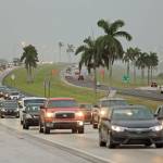 Traffic heads north along the Florida Turnpike near Homestead as tourists in the Florida Keys leave town on Wednesday. (Al Diaz/Miami Herald)