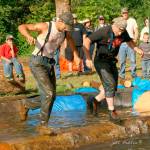Jill Bellis photo                                Log rolling is among the competitive events at the annual Saginaw Loggers Day next to the Brooklyn Tavern, and anyone can participate.