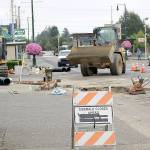 (Travis Rains | The Vidette) East Pioneer Avenue in Montesano is now under reconstruction by Rognlin&rsquo;s Inc. of Aberdeen.