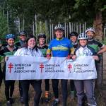 Gov. Jay Inslee (center, blue shirt) led Team Inslee on the full 100-mile ride from Lacey to Westport on Saturday for the inaugural Reach the Beach Washington event. (Courtesy photo)