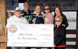 WESTPORT CHARTER ASSOCIATION                                A 24.15-pound Chinook salmon earned California angler Mike Vaughn the top prize in this year&rsquo;s Westport Charter Association derby.
