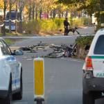 Bikes lay scattered where they were hit by a driver on West Street near West Houston Street on Tuesday after an attack in Manhattan, N.Y., leaving at least eight people dead. (Howard Simmons/New York Daily News)