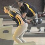 Meghan Howell of Aberdeen warms up prior to Wednesdays bowling match against Olympia at Rainier Lanes. (Hasani Grayson | The Daily World)