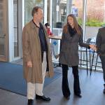 While visiting his alma mater Grays Harbor College, U.S. Ambassador Allan Mustard listens to Lisa J. Smith, the Director of College Development, explain recent developments at John Spellman Library. (Photo by Louis Krauss)