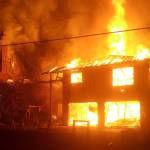 A house fire burns at 910 N. Thorton Street in Aberdeen. Ron B. White has been arrested under suspicion of arson and burning this house which belonged to his mother. (Courtesy Aberdeen Police)