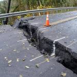 DAN HAMMOCK | THE DAILY WORLD                                A massive crack caused by heavy rains has closed Blue Slough Road indefinitely.
