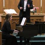 (Photo by Keith J. Krueger) Seth Hollen sings at Musicale 2013, accompanied by his mother and teacher, Erica Hollen.