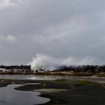DAN HAMMOCK | THE DAILY WORLD                                 Waves tumble over the top of the Westport jetty, just west of the observation tower.