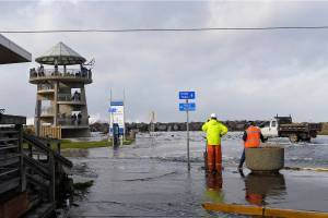High seas cause flooding in Westport on Thursday