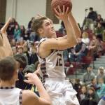 Montesanos Sam Winter elevates to put up a shot against Forks on Tuesday night. (Brendan Carl Photography)