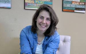 DAN HAMMOCK | THE DAILY WORLD                                Beyond Survival executive director Maddie Graves-Wilson sits in the building behind the existing headquarters at 120 W. Wishkah, recently purchased by the group to provide more space for care of women, children and men who have been victimized by sexual abuse.