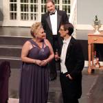 (Photo by Keith J. Krueger) Producer Julia Budder (Valerie Parker) talks with playwright Peter Austin (Cliff Green) as James Wicker (Jeff Ryser) looks on.