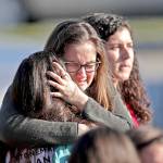 Students are released from a lockdown outside of Stoneman Douglas High School in Parkland, Fla., after a shooting on Wednesday, Feb. 14, 2018. (John McCall/Sun Sentinel/TNS)