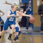Elmas Kayli Johnston steps in front of a pass for a steal against La Center. (Brendan Carl Photography)