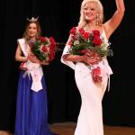 Photo by Keith J. Krueger                                Kuinn Karaffa, 22, waves after being crowned Miss Grays Harbor 2018 at the 7th Street Theatre in Hoquiam on Saturday. Behind her, at left, is Mercedes Morrill, 13, the newly crowned Grays Harbor Outstanding Teen 2018.