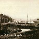 A rare, early day view of the snaking Copalis River as it runs to the sea. Copalis is derived from a Native word meaning, opposite the rock. The river empties into the Pacific Ocean just south of Copalis Rock, a huge offshore sea stack. (Museum of the North Beach Collection)