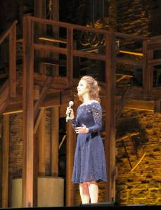 (Courtesy Kariana Aldrich) North River School sophomore Georgia Clark sings A letter from Aaron Burr to Alexander Hamilton at the Paramount Theatre in Seattle.