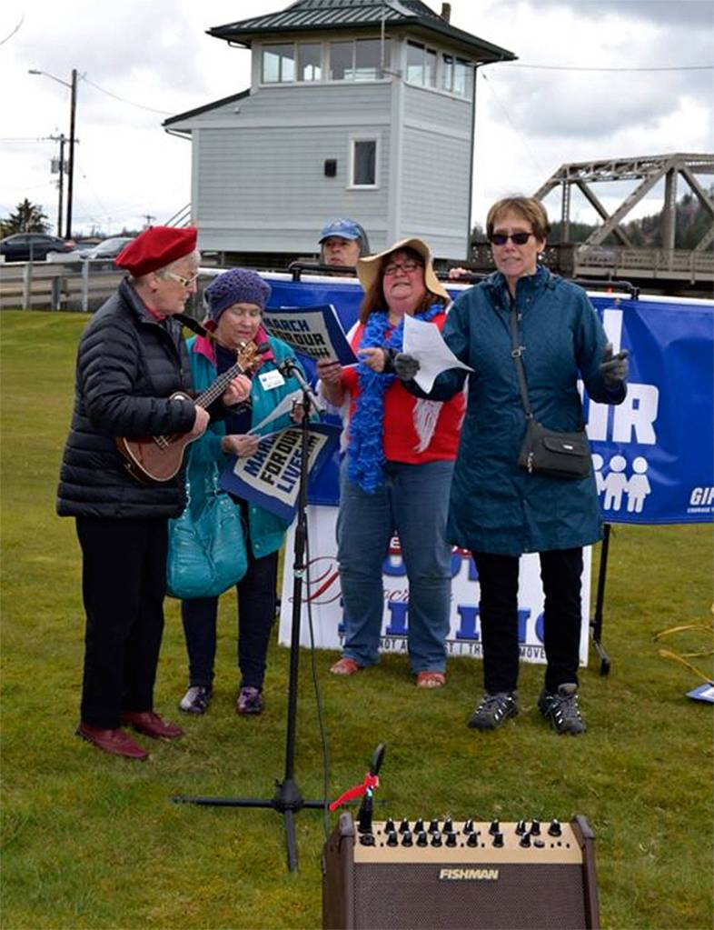 (Courtesy Felicia Mullins) The Raging Grannies perform at the Grays Harbor March For Our Lives Event Saturday afternoon in Zelasko Park.