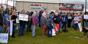 (Courtesy Felicia Mullins) Locals gather at Zelasko Park in Aberdeen to advocate for stricter gun legislation. More than 125 people showed up for the Grays Harbor March For Our Lives rally and march, and was one of hundreds of similar protests around the world.