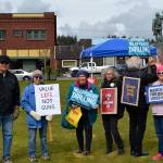 (Courtesy Felicia Mullins) Locals protest in favor of gun legislation at Zelasko Park in Aberdeen. More than 125 people showed up for the rally and march.
