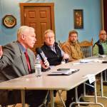 24th District legislators (L-R) Sen. Kevin Van De Wege, Rep. Steve Tharinger, and Rep. Mike Chapman, answer questions from North Beach News editor Angelo Bruscas and members of the Ocean Shores Town Hall on March 22.