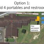 LOUIS KRAUSS | THE DAILY WORLD A diagram shows one option at Miller to accommodate the added sixth graders with four additional portable units. Sixth grade students in Aberdeen will be switched from elementary schools to Miller beginning in fall 2019.
