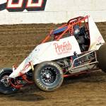Bert Johnson begins to get upside down during a Wingless Sprint Series heat race at Grays Harbor Raceway. Rain caused a cancellation of the divisions main-event feature race. (Photo by AR Racing Videos)