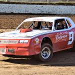 Hoquiams Jack Parshall drives his street stock race car to a feature-race victory at the Grays Harbor Raceway on Saturday in Elma. (Photo by AR Racing Videos)