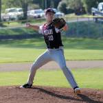 Montesanos Trevor Ridgway throws a pitch against Rainier on April 26. Ridgway was awarded with the Don Parks Outstanding Athlete Award earlier this month. (File Photo)