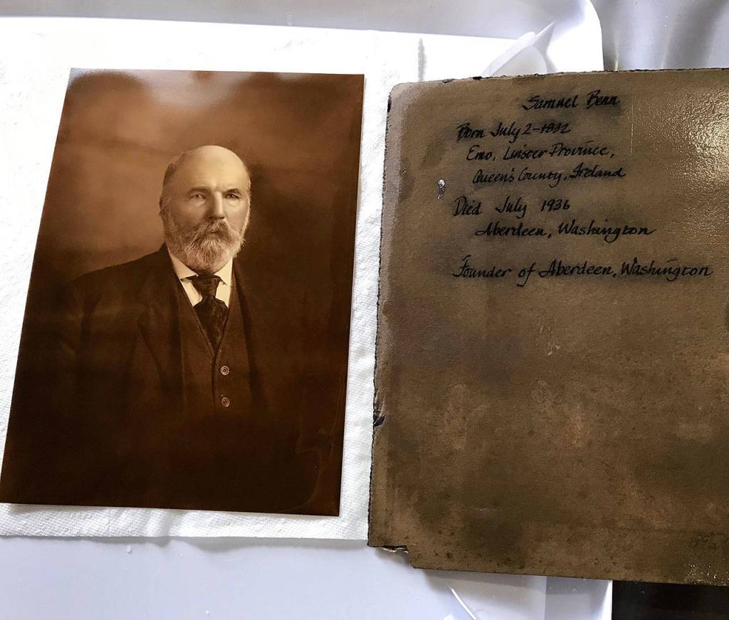 (Courtesy Steve Excell) This portrait of Aberdeen founder Sam Benn was cleaned and dried at the Washington State Archives warehouse.